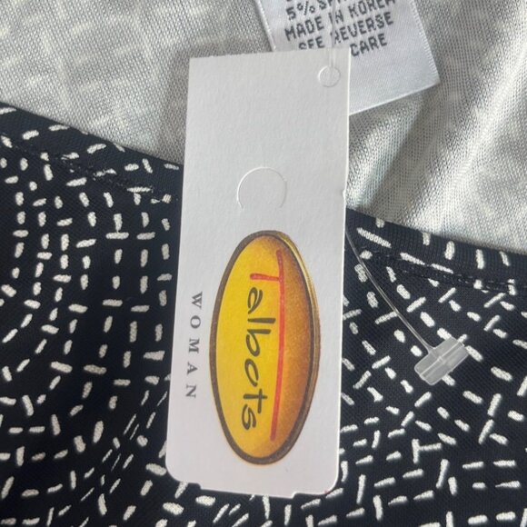 Vintage Talbots Vneck Top Woman 1X Black White New Swirl Print - Picture 10 of 10